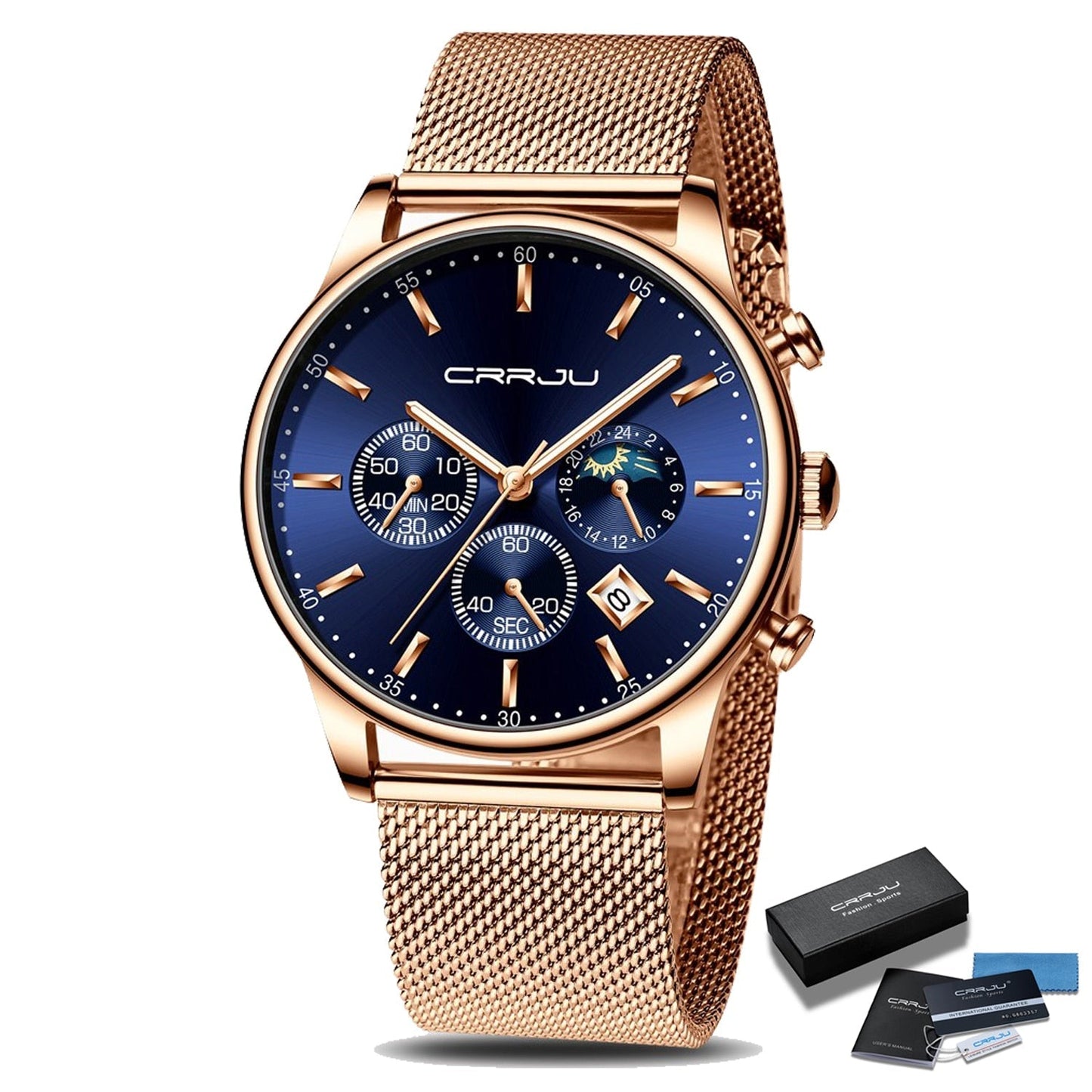 Sportuhr mit Metallarmband für Herren