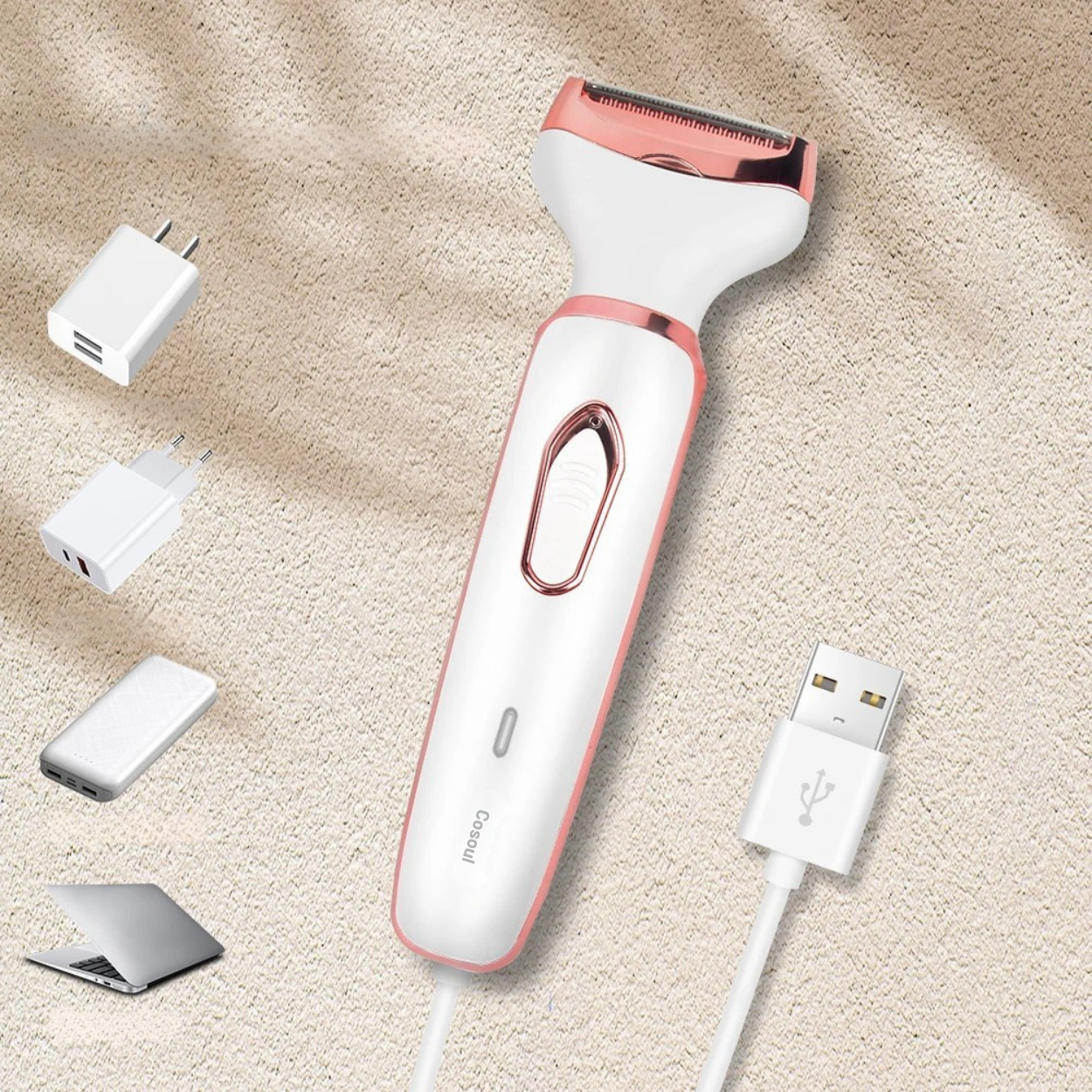 4-in-1 Elektrorasierer mit Kamm und Trimmer