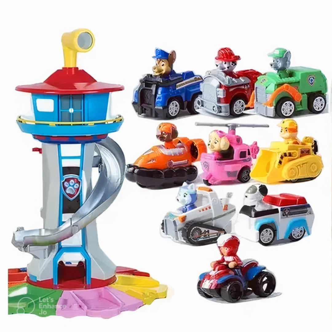 Paw Patrol Auto-Spielset – 9-teilig mit Figuren für Kinder