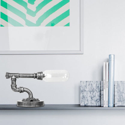 Elegante Tischlampe aus klarem Glas mit rundem Lampenschirm