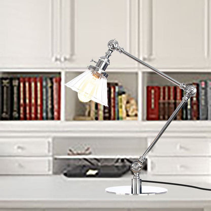 Elegante Tischlampe aus klarem konischem Glas