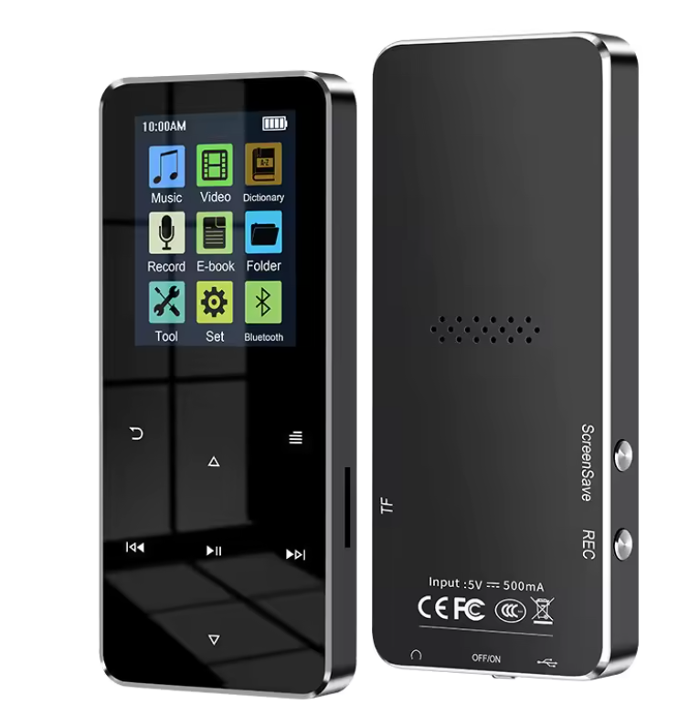 Bluetooth MP3-Player mit 2,4-Zoll-HD-Bildschirm, UKW-Radio und integriertem Lautsprecher