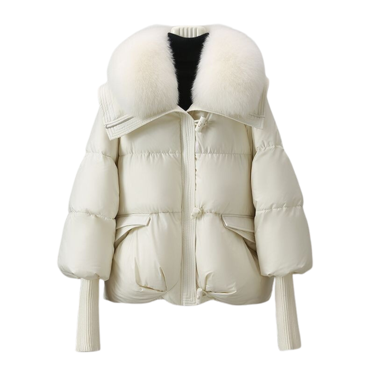 Kurze Winterparka mit gefütterter Kapuze