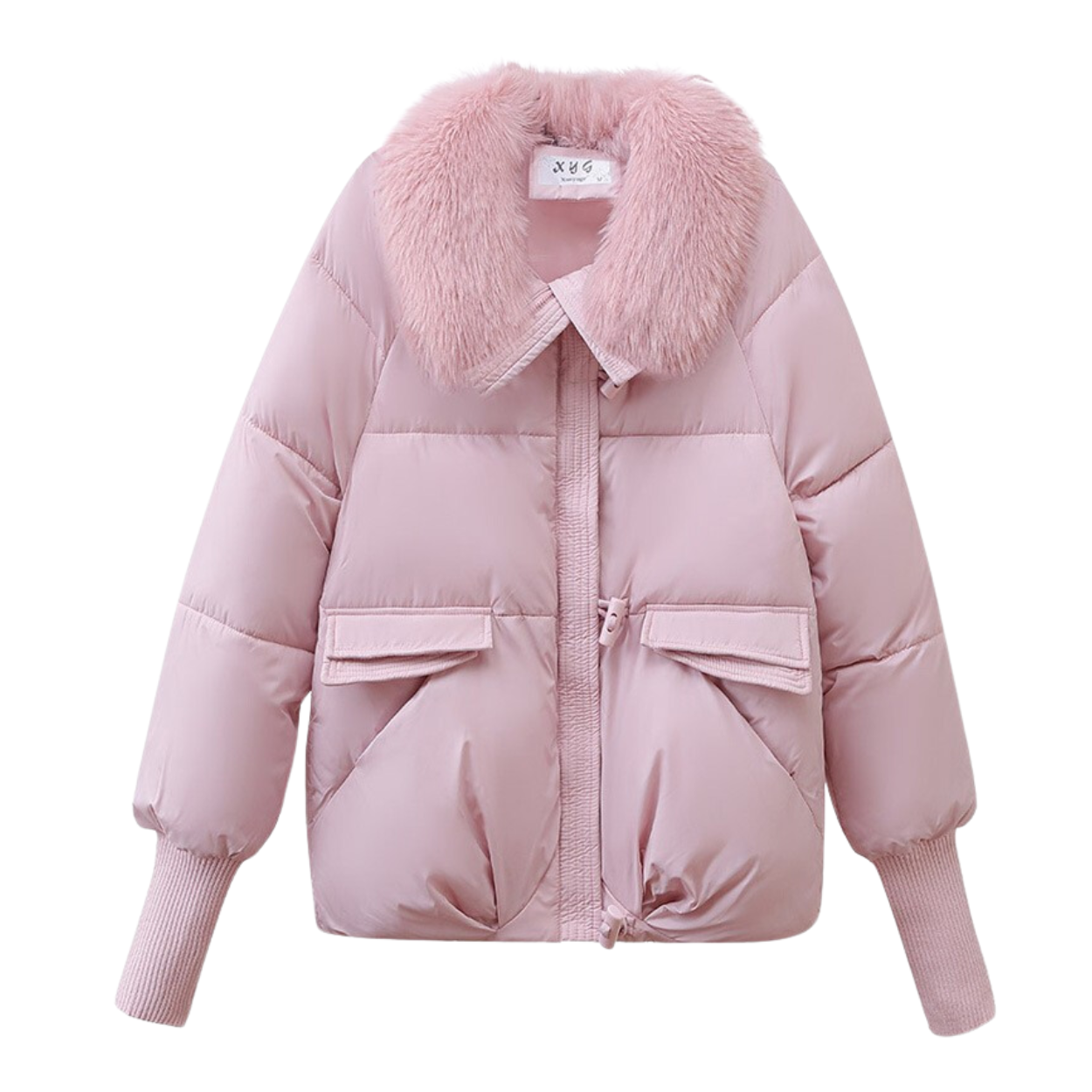 Kurze Winterparka mit gefütterter Kapuze