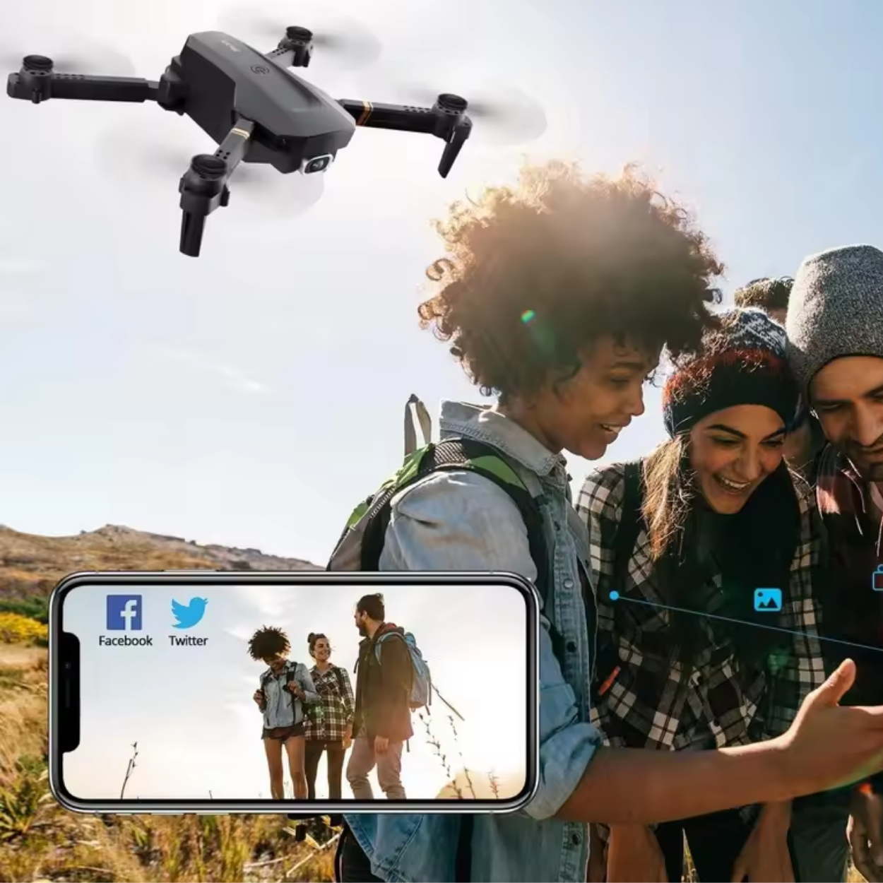 4K WiFi Drohne mit doppellinsigem Weitwinkel und Stabilisierung