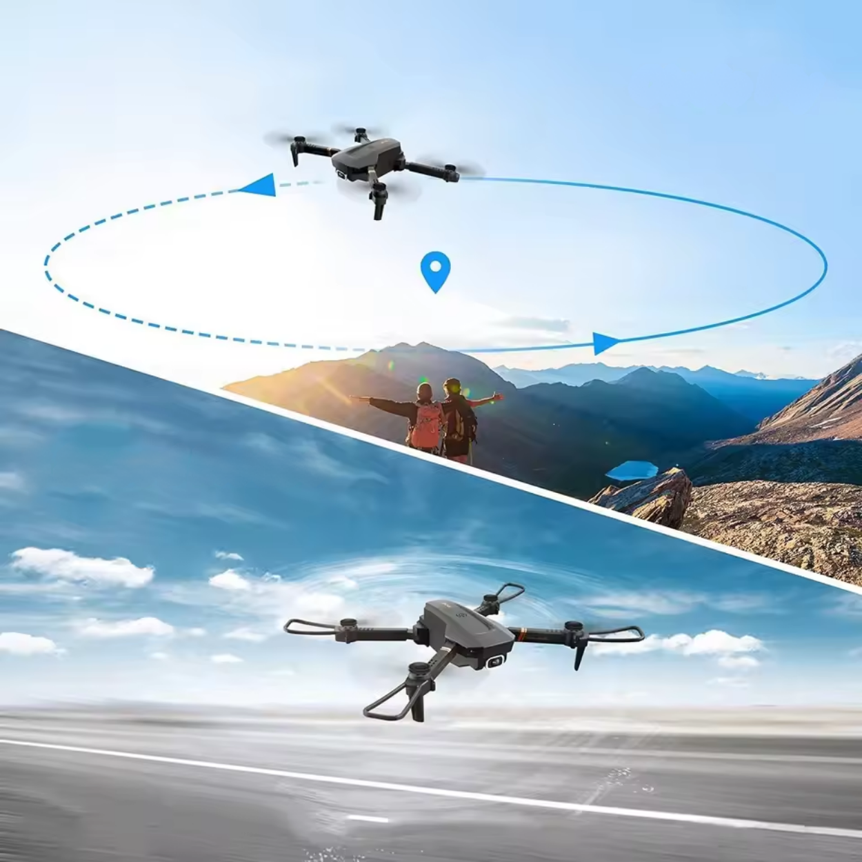 4K WiFi Drohne mit doppellinsigem Weitwinkel und Stabilisierung
