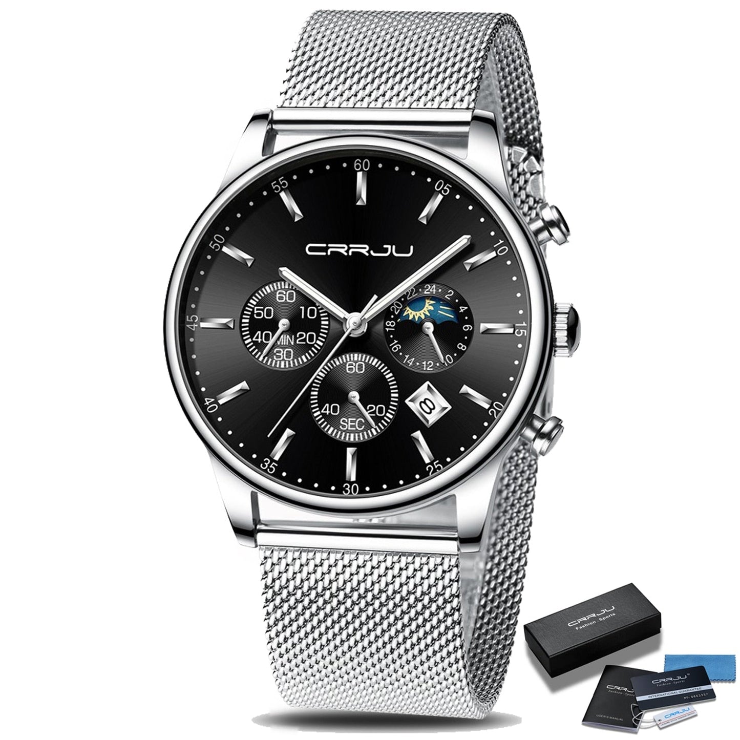 Sportuhr mit Metallarmband für Herren