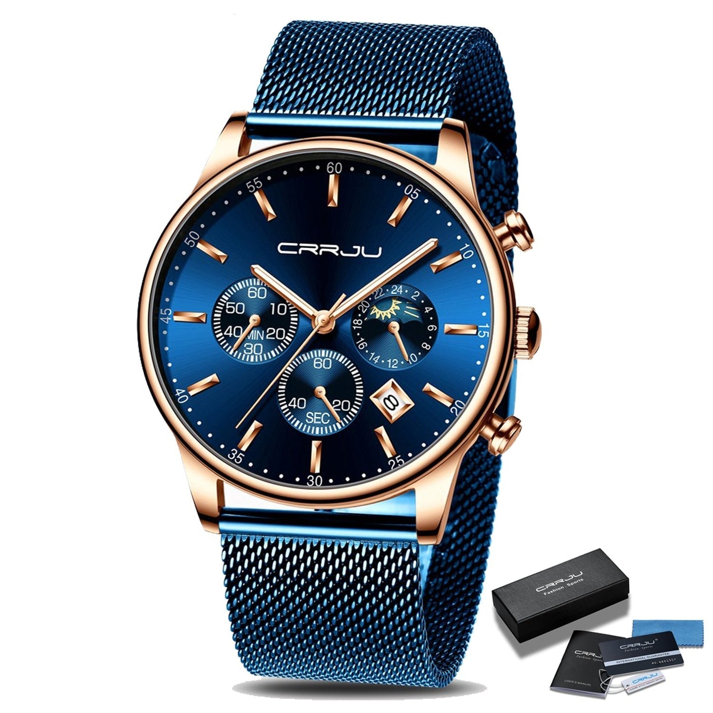 Sportuhr mit Metallarmband für Herren