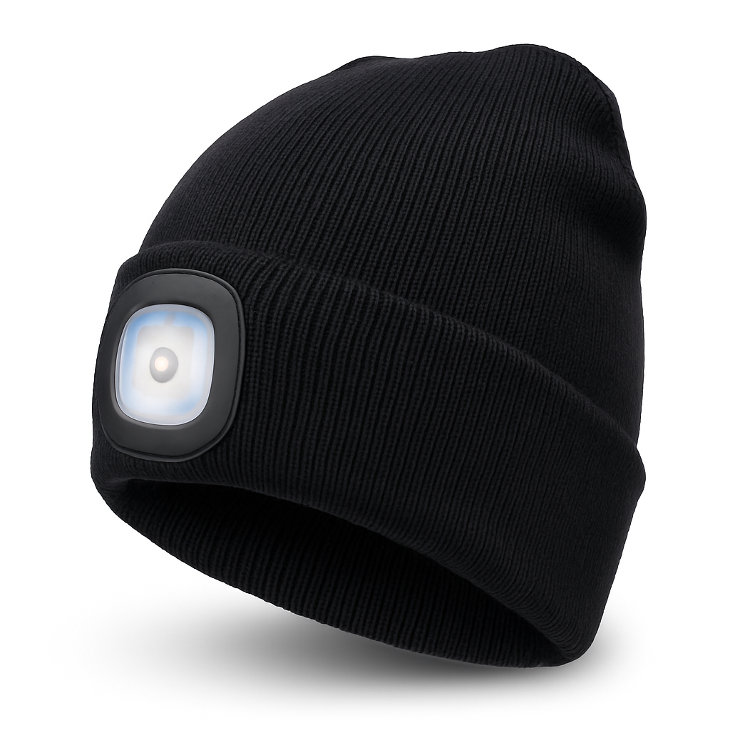 Wärmende Leuchtmütze mit wiederaufladbarer LED