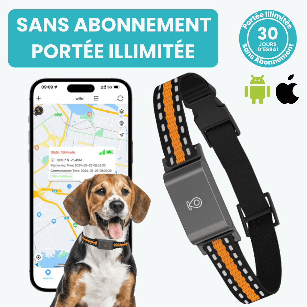 Marcherelle™ – Collier GPS Chien Sans Abonnement Suivi Précis & Illimité