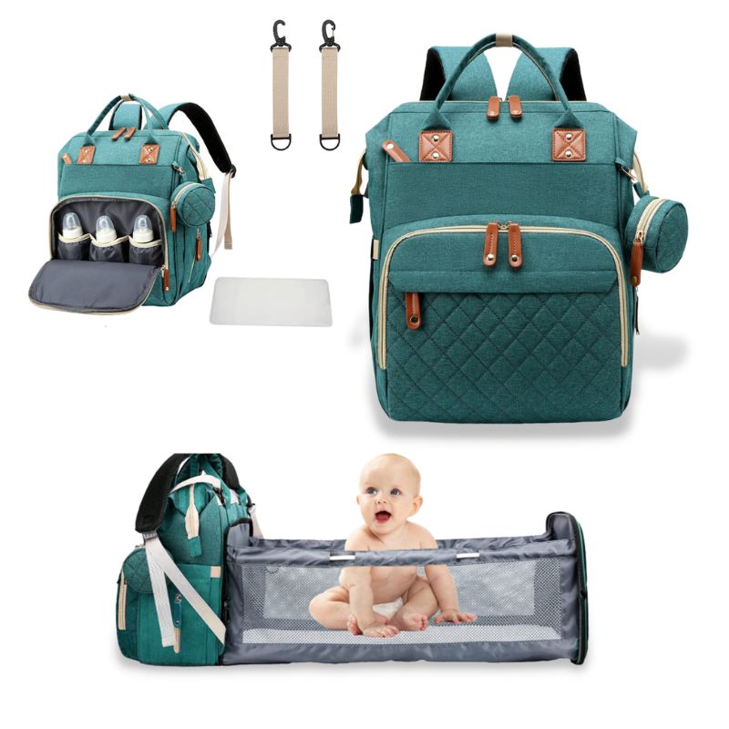 Marcherelle™ – Sac à Langer Sac à Dos 3-en-1 avec Lit Bébé Portable