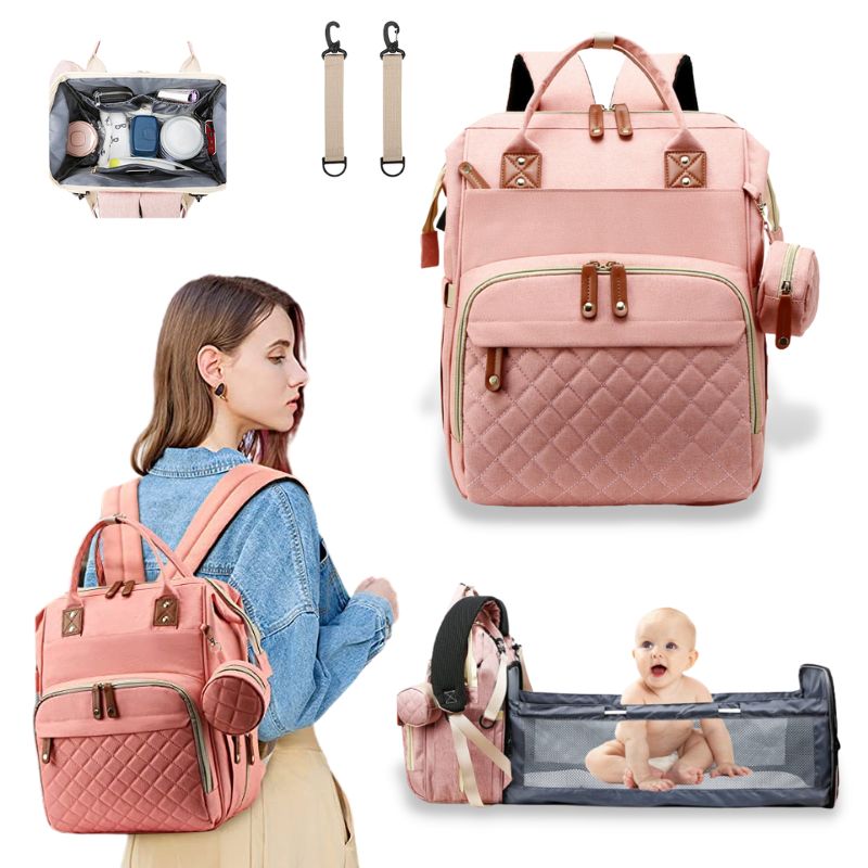 Marcherelle™ – Sac à Langer Sac à Dos 3-en-1 avec Lit Bébé Portable
