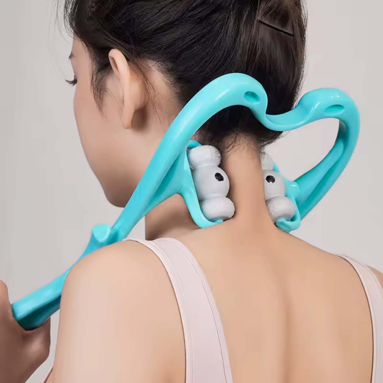 Elektrischer Nacken- und Rückenmassagegerät mit 6 entspannenden Rollen