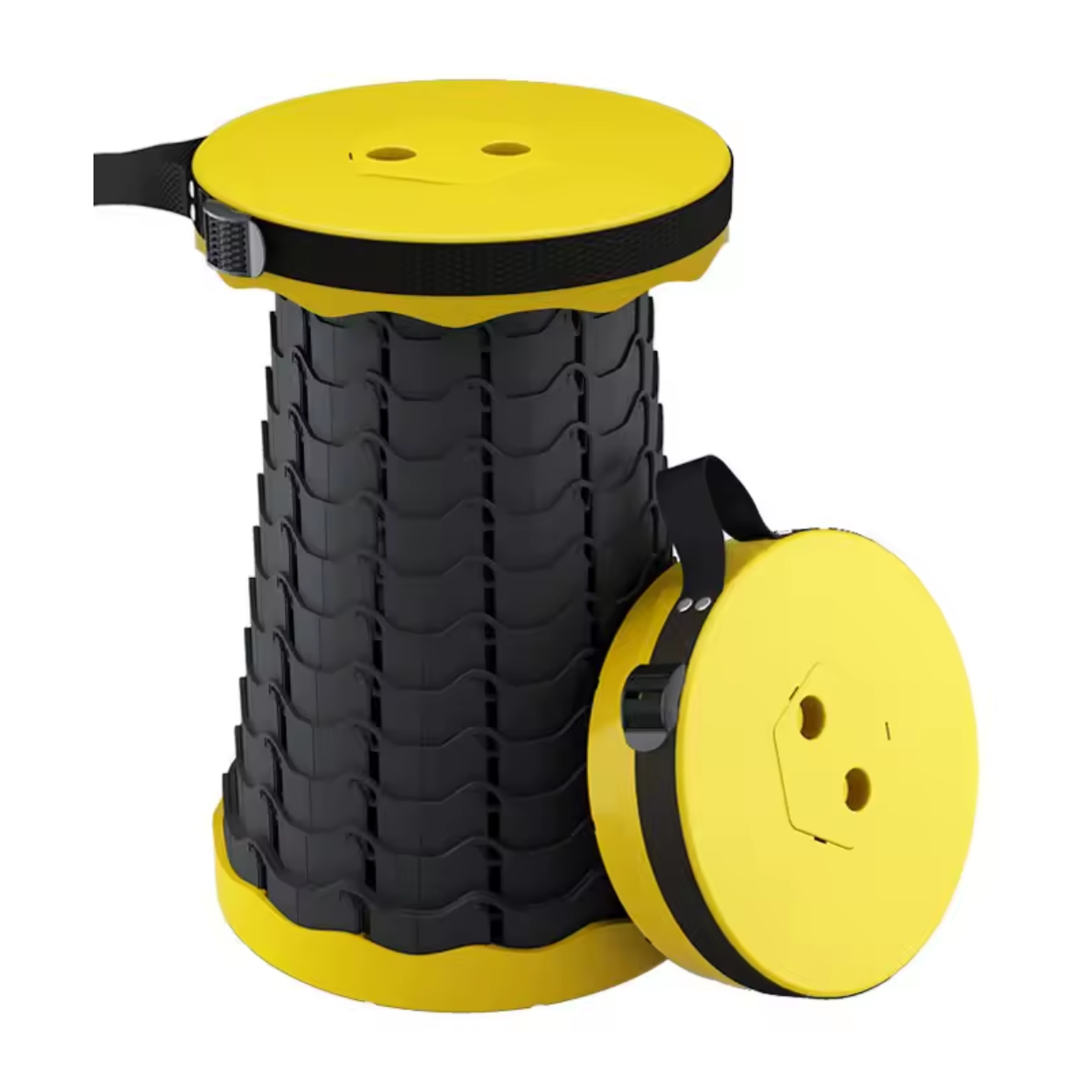 Klappbarer und höhenverstellbarer Hocker