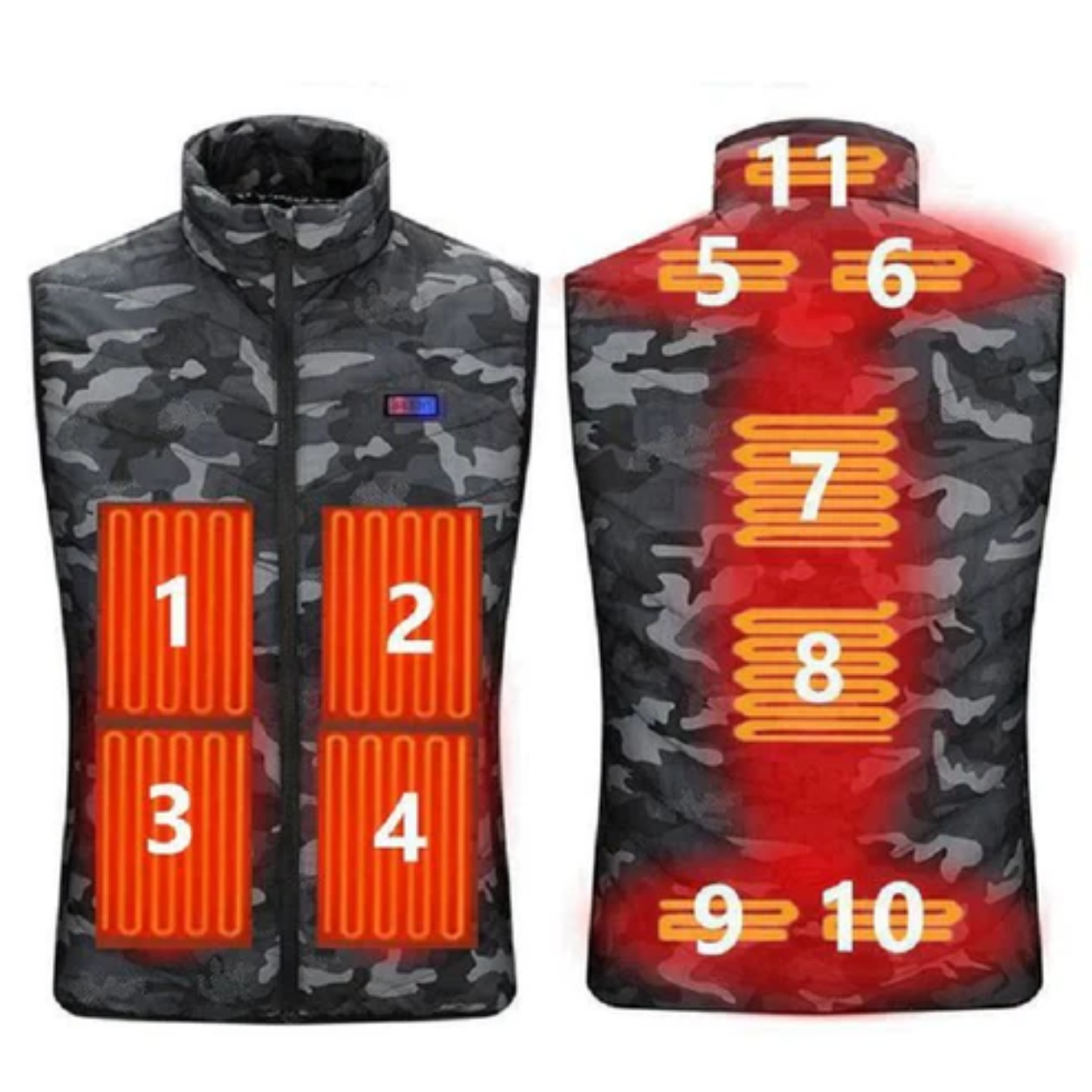 Elektrische Heizjacke mit 11 Heizzonen