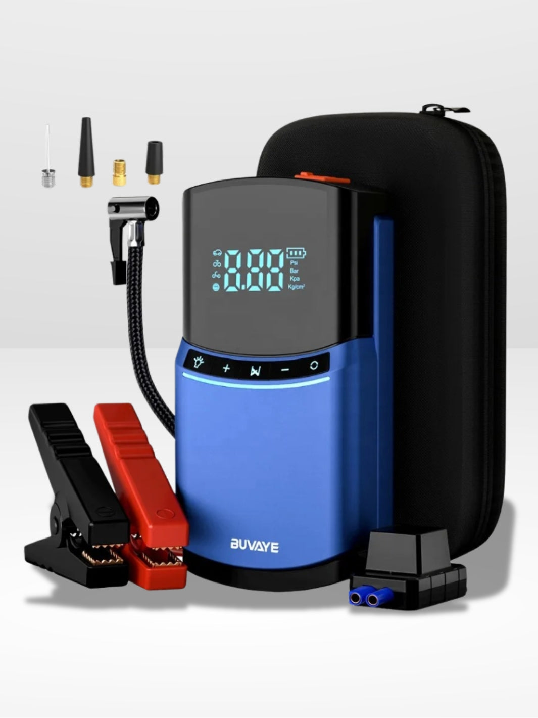 Leistungsstarker und kompakter Kompressor und Batterielade-Booster
